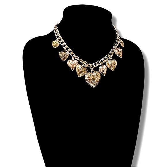 Gold-Tone Heart Charm Necklace |  NWT | Lightweight & Elegant - Picture 1 of 2